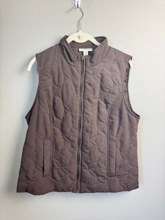 Appleseed's Jackets & Blazers - Appleseed's Petites Brown Quilted Zip-Up Vest, Size PM